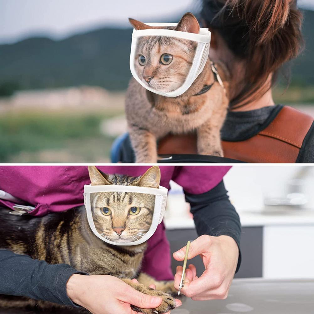 Pet Muzzle Anti-bite Adjustable Breathable Anti-scratch Small Pet Transparent Grooming Muzzle Cat Supplies