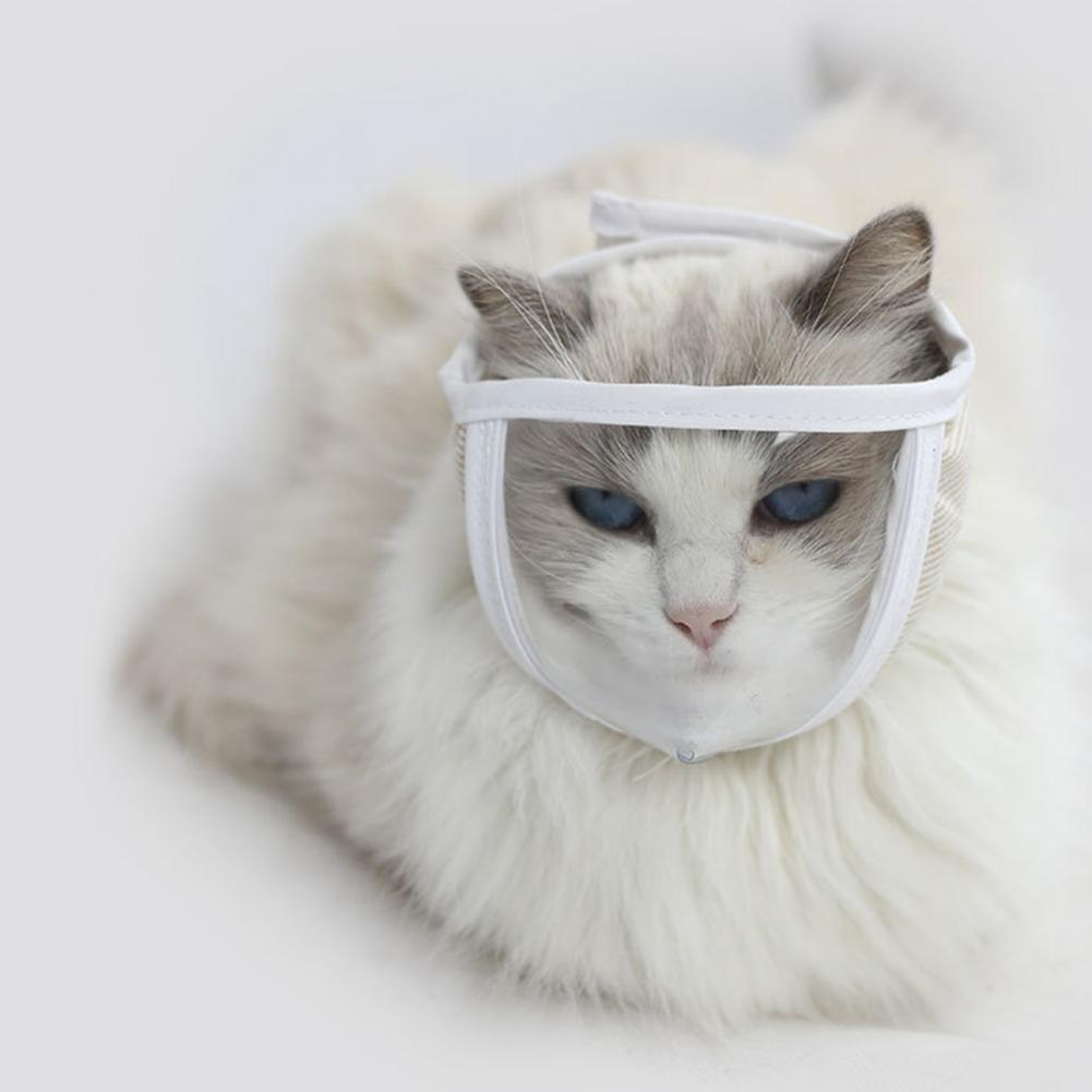 Pet Muzzle Anti-bite Adjustable Breathable Anti-scratch Small Pet Transparent Grooming Muzzle Cat Supplies