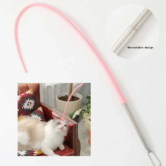 Cat Teaser Stick Adjustable Silica Interactive Cat Stick Mouse Replacement Catcher Product For Kitten Cat Supplies
